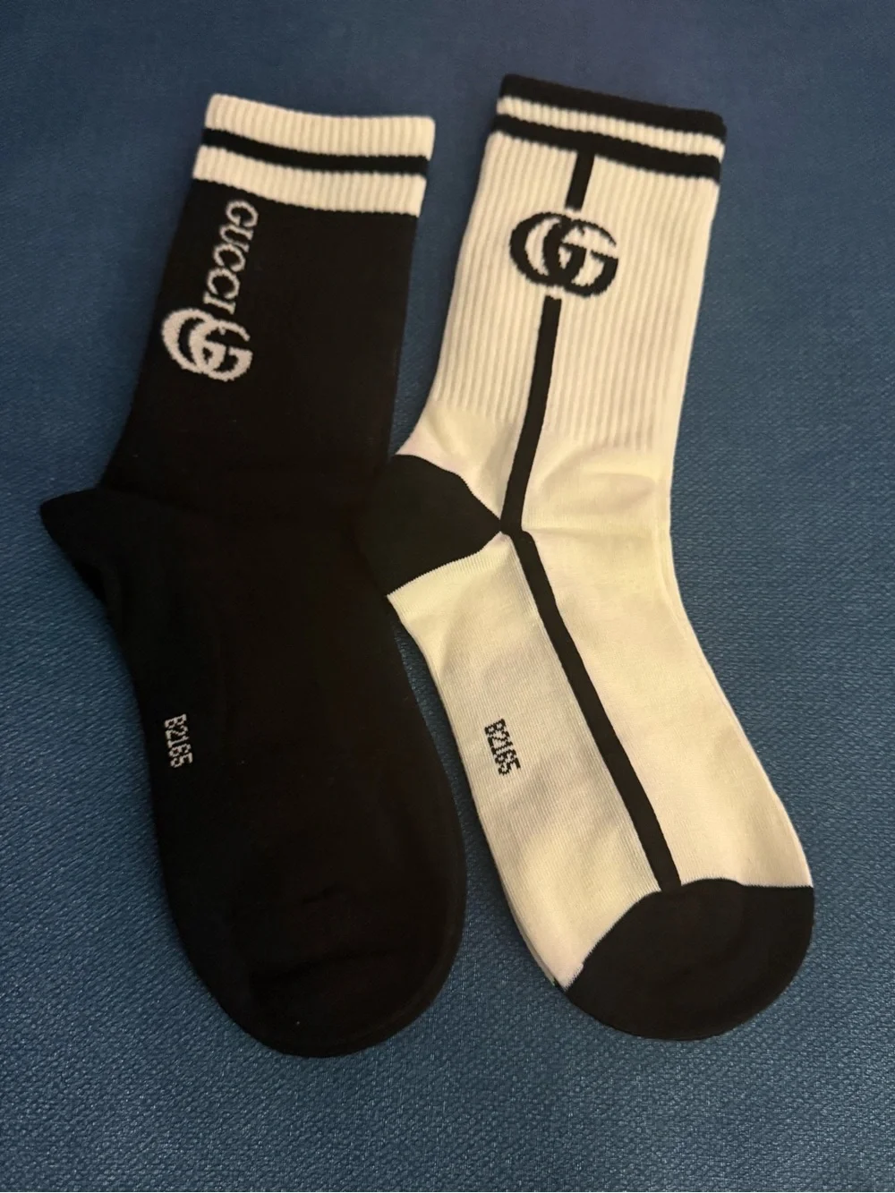 Designer GG crew socks black and white 2 pairs size small to medium new